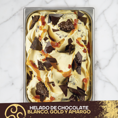 Helado de chocolate blanco gold amargo Callebaut